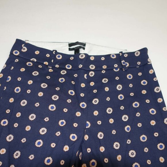 J. Crew Women's Minnie Side Zip Cropped Pants Size 0 Navy Blue 24" Inseam Cotton - Picture 2 of 5